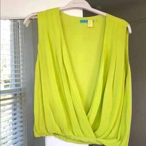 Alice and Olivia neon green open front tank